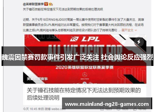 魏震因禁赛罚款事件引发广泛关注 社会舆论反应强烈