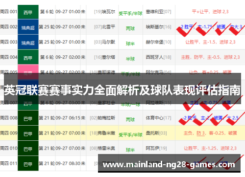 英冠联赛赛事实力全面解析及球队表现评估指南