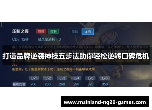 打造品牌逆袭神技五步法助你轻松逆转口碑危机